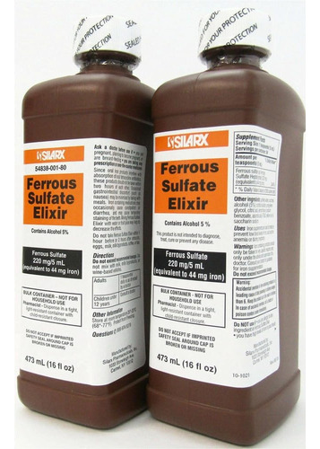 Ferrous Sulfate Elixir Botella De 220 Mg/5 Ml Paquete De 4