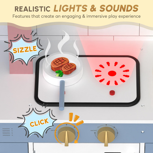 Juego De Cocina De Madera Con Luces Y Sonidos 26 Accesorios