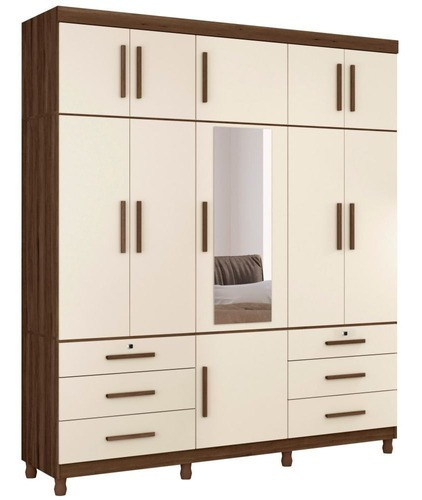 Guarda Roupa Casal 11 Portas 6 Gavetas Triton Albatroz Cor Marrom-escuro