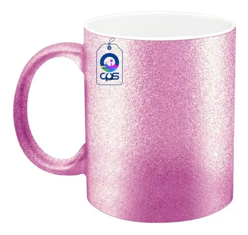 Taza de cerámica color rosa metalico diseñada para sublimación