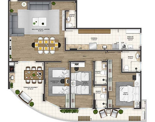 Imagem 30 de 30 de Apartamento, 3 Dorms Com 144.19 M² - Forte - Praia Grande - Ref.: Rdc3 - Rdc3