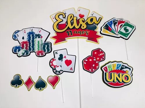 Topo De Bolo Personalizado Cassino Jogos Uno