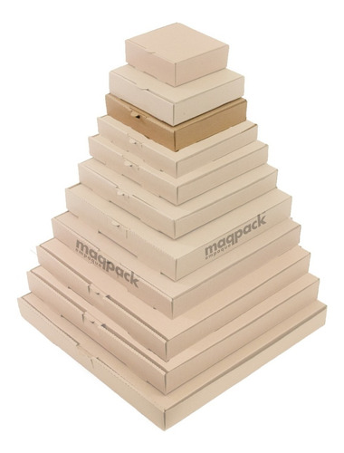 50 Caja Para Pizza 20x20x4.5cms Carton Microcorrugado Kraft