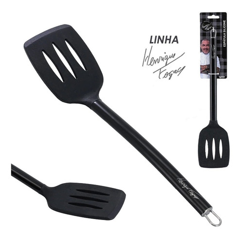 Espátula Silicone E Aço Inox 35cm Chef Fogaça 22590 Yangzi Cor Preto