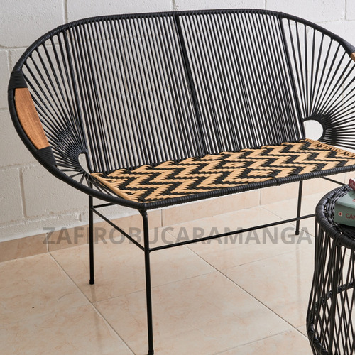 Sofá Silla Doble Mimbre Plástico Jardín Balcón Terraza