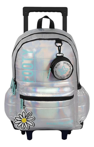 Mochila Carro Escolar 18 Ruedas Siliconadas Reforzada Puffe Gris Liso