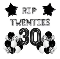 Comprar Combo Globos Rip Twenties Cumpleaños Numero 30 Rip Negro 3
