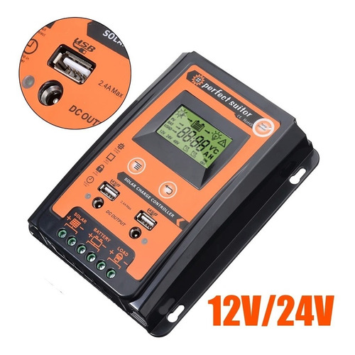 Controlador De Carga Solar 30a 12v/24v Dual Usb Display Lcd 