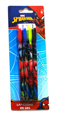 Set X4 Lapiceras De Gel - Spiderman