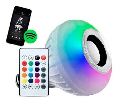 Imagen 2 de 4 de Foco Parlante Rgb Bluetooth + Control Remoto