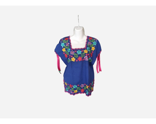 Blusa Yucateca Bordada Lino Modelo Bonita Talla 34