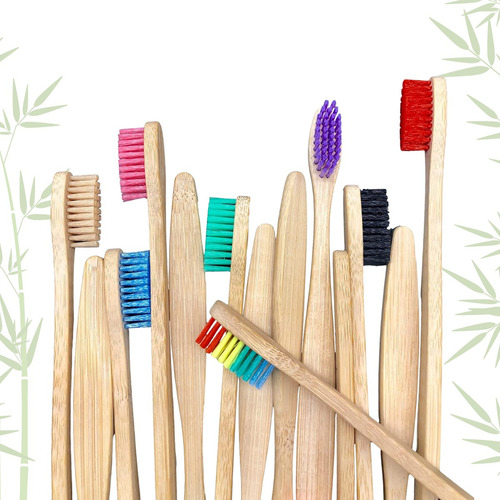 Cepillo Dental Ecológico Bambú Biodegradable 20 Pzs Color Amarillo