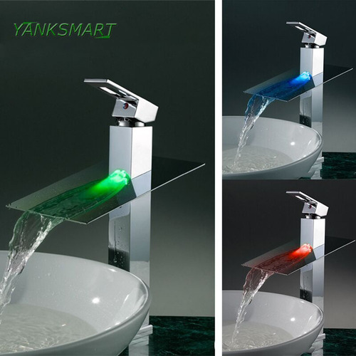 Llave Futurista Para Lavabo Con Luz Led En Cromo 