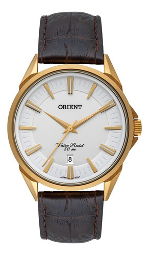 Relogio Orient Masculino Dourado Pulseira De Couro Mgsc1010