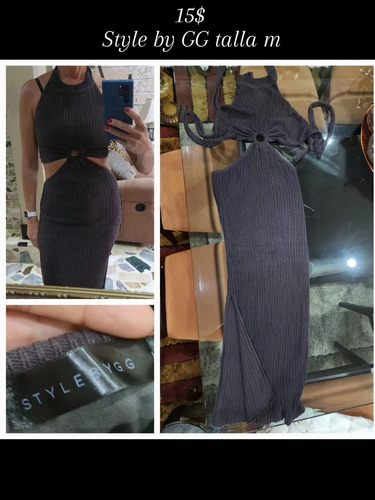 Vestido  Tipo Playero Tejido Gris Talla M