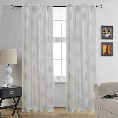 Juego De Cortinas Voile Bordadas Organza 2.20 Mts Alto