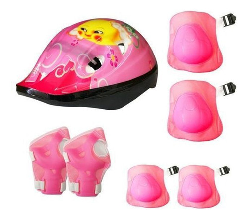 Kit Capacete Sport C/joelheira Infantil Rosa Tam. S