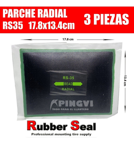 3pz Parche Radial C/ Cuerda P/ Repa Llanta 17.8x13.4cm Rs35