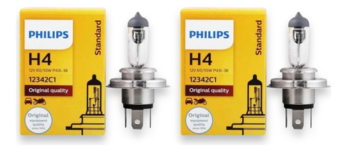 2 Piezas Focos Philips H4 9003 Original Spark Versa Aveo