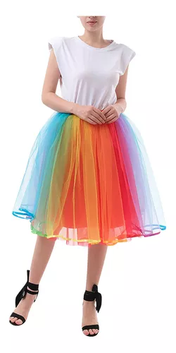 Disfraz de Chica Arcoíris con falda tul para niña