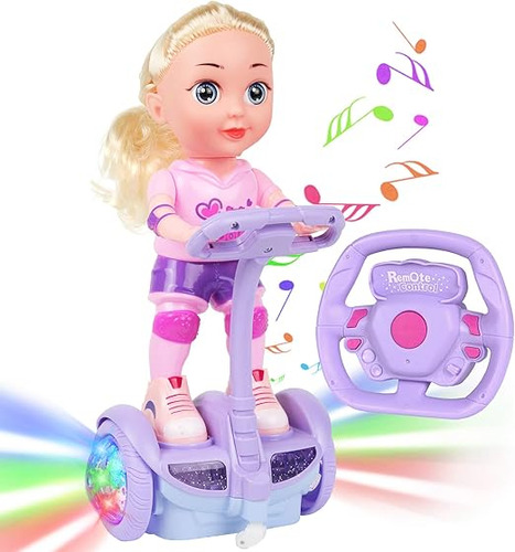 Muñeca Con Scooter Y Control Remoto Luces Y Sonido Para Niña