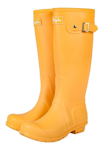 Botas Lluvia Altas Mujer Wellington Bottplie Amarillo Matte