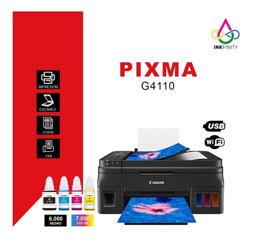 Imagen 1 de 7 de Impresora Multifuncional de tinta continua Canon Pixma G4110, USB 2.0 / Wi-Fi