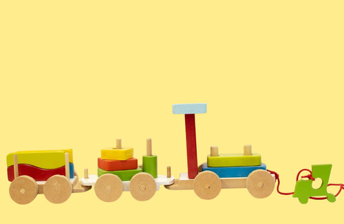 Juguete Infantil Tren Madera Encastre Arrastre 2 Vagón