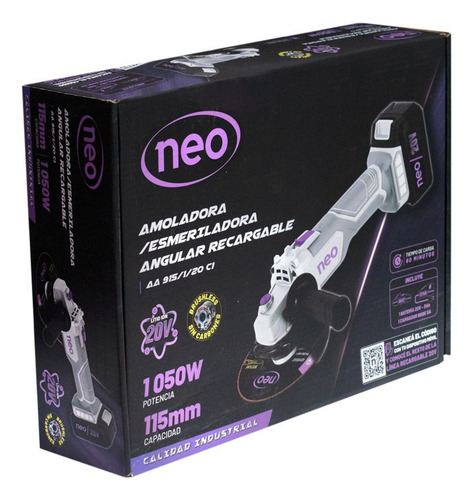 Esmeriladora Angular 4 1/2 20v Neo Brushless Ap Progresivo Color Gris Frecuencia 60hz