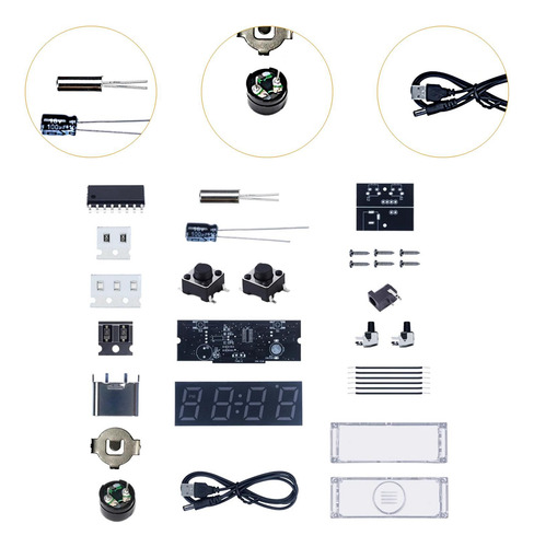 Kit De Relógio Digital Diy Smart 0603rgb Beads Diy Com Capa