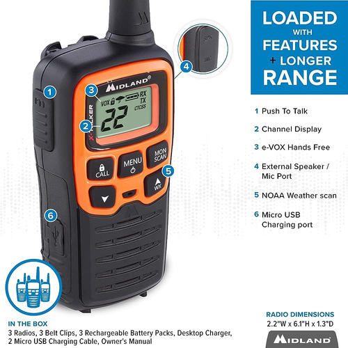 Midland - X-talker T51vp3, 22 Canales Frs Two-way Radio - Ex