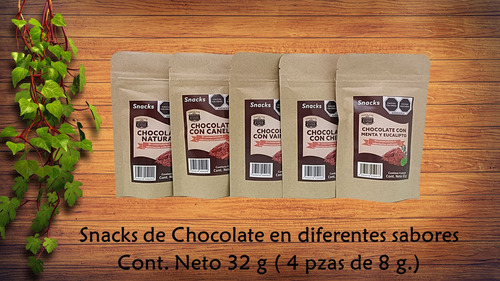 Snacks De Chocolate Pack De 5 Sabores, Cacao 100% Puro