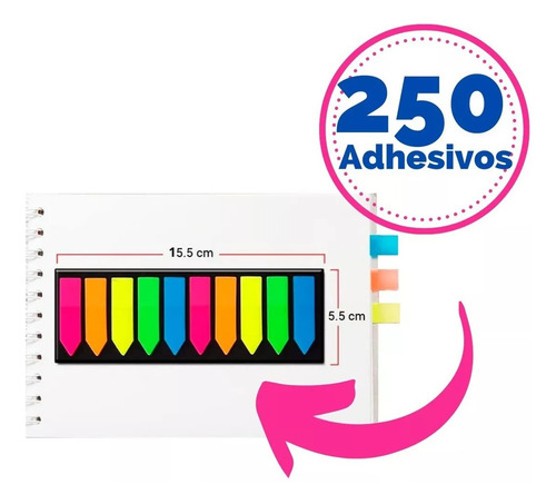 Notas Post Adhesivas Mini Banderita Fluorescente Señalador