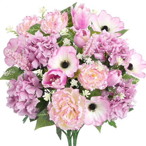 Ramo De 2 Piezas De Hortensias Artificiales Moradas, Mezcla