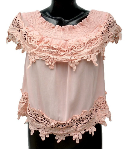 Blusa Campesina Colores Pastel Hombros Descubiertos