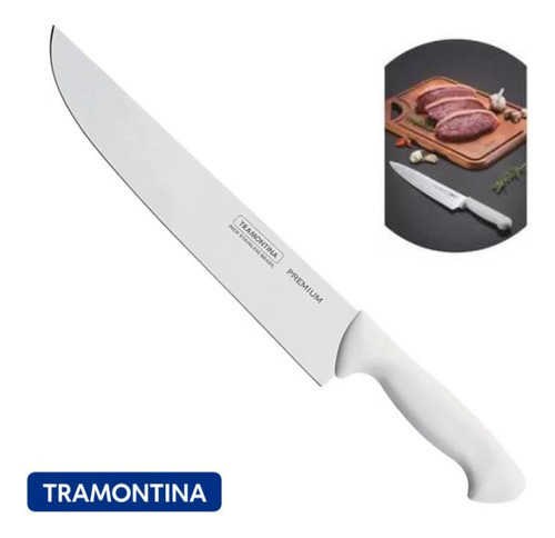 Cuchillo de cocina Tramontina de acero inoxidable para carne asada, 10 pies, color blanco premium