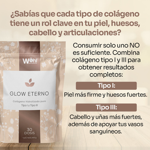 Glow Eterno Colágeno Hidrolizado Sin Sabor Laboratorios Wöhl 300 G