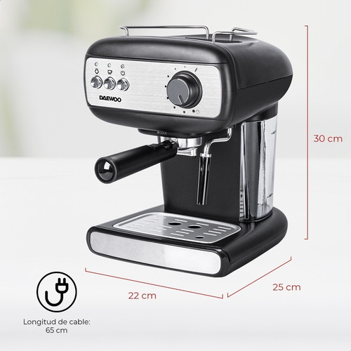 Cafetera Espresso 2 Tazas Daewoo Des-1548 1100 W Color Negro