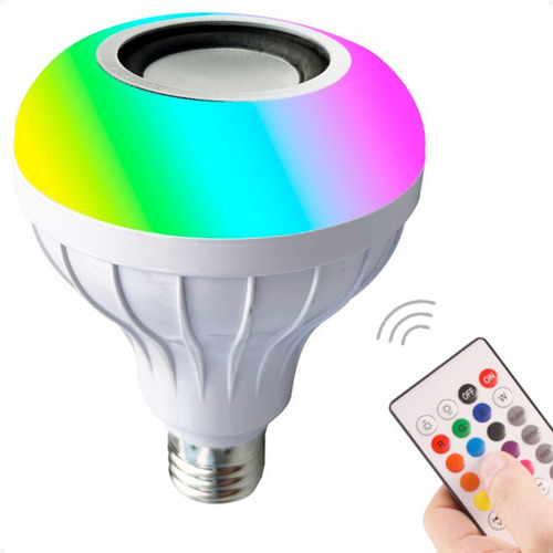 Lampada Caixa De Som Led Rgb Bluetooth Contr Remoto 110/220v