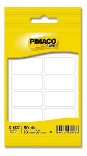 Etiqueta Adesiva Uso Manual Pimaco Q1837 5 Folhas 18mmx37mm