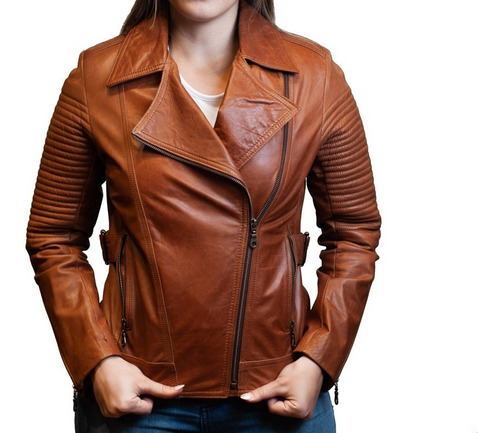 Campera Cruzada Mujer Cuero Legítimo Cod356v Estancia1980