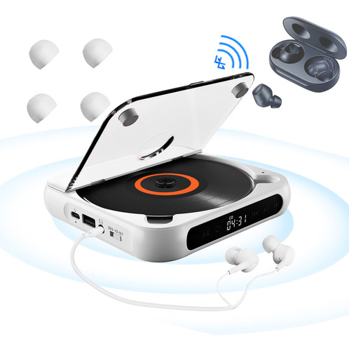 Leitor De Cd Portátil Com 5 Modos De Reprodução E Telas Sens