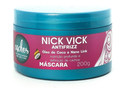 Máscara Cachos Nick Vick Antifrizz 200g Cabelos Cacheados