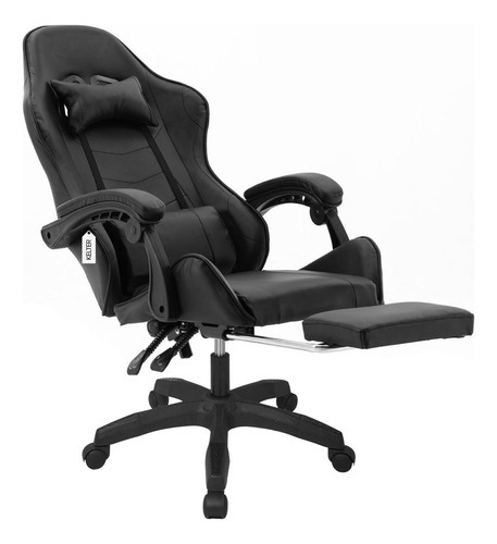 Cadeira Gamer Giratória Com Apoio De Pé Kelter Preta V7001x