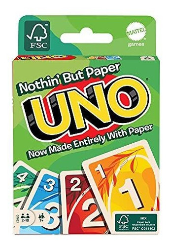 Uno Nothin' But Paper Family Card Game Con 112 Cartas E Ins