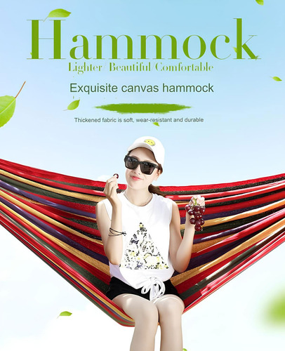 Hamaca Algodón Para Jardín Camping Cómoda De Tela Portátil