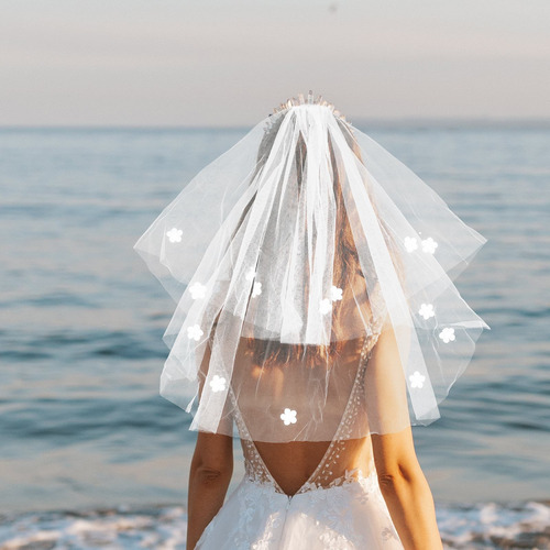 Imagen 5 de 8 de 1 Pieza Elegante Blanco Romántico Tocado De Novia