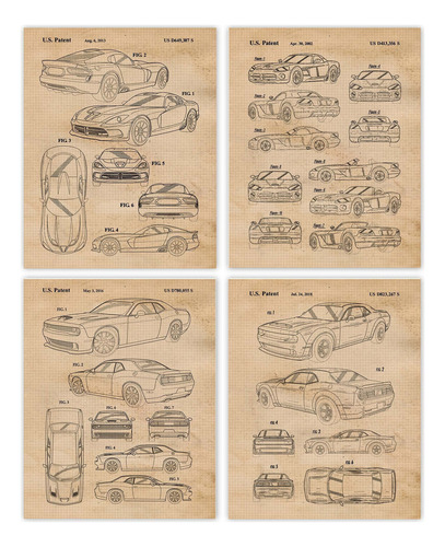 Vintage Dodge Demon, Viper, Challenger Hellcat Patent Print.