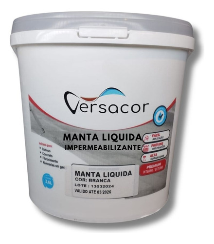 Manta Liquida Impermeabilizante Acrilico Alto Desempenho 3,6 Acabamento Fosco Cor Branco