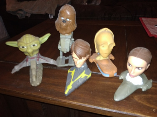 Lote 5 Muñecos Con Naves Star Wars Mc Donalds. Yoda Leia 